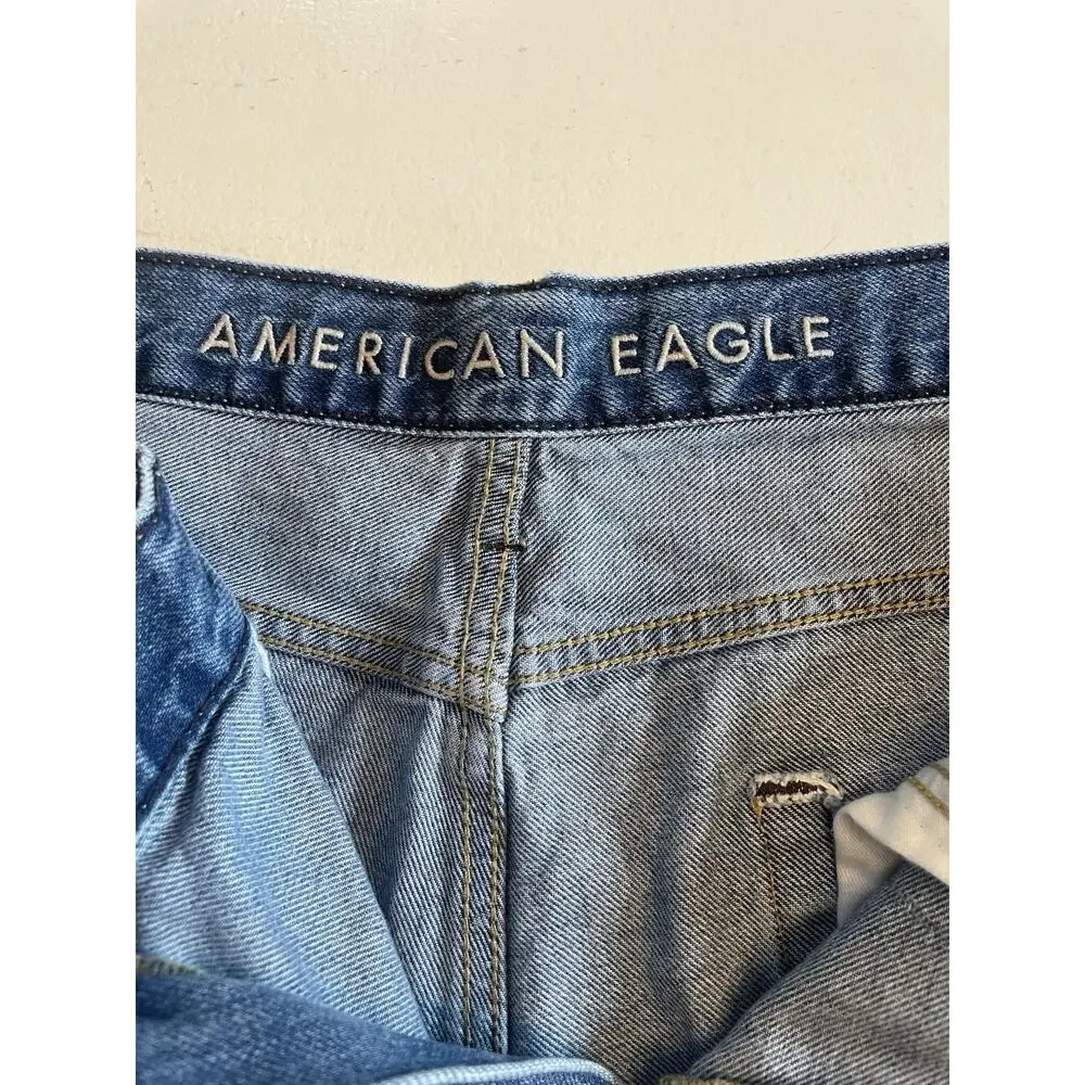 Men's AE American Eagle Blue Jeans Relaxed Straight Size 36x34 Faded Mid Rise